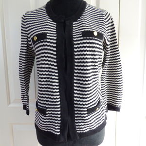 Cable & Gauge Cardigan in Black & White